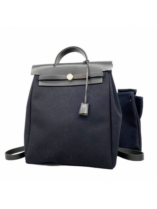 Hermes Backpack Herbag a Dos MM Toile Officier Black Silver